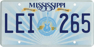 MS license plate LEI265