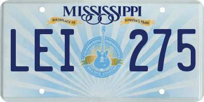 MS license plate LEI275