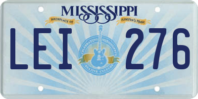 MS license plate LEI276