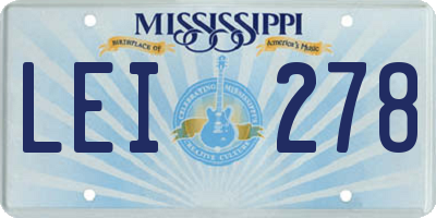 MS license plate LEI278