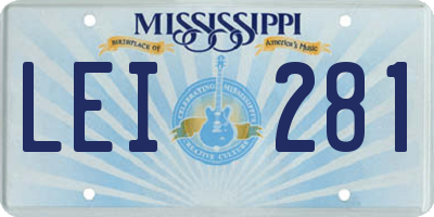 MS license plate LEI281