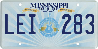 MS license plate LEI283