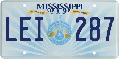 MS license plate LEI287