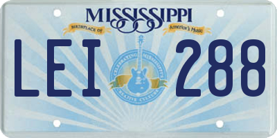 MS license plate LEI288