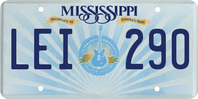 MS license plate LEI290