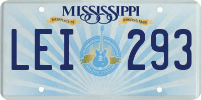 MS license plate LEI293