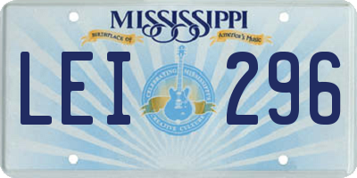 MS license plate LEI296