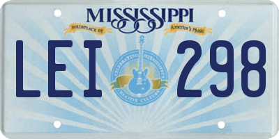 MS license plate LEI298
