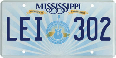 MS license plate LEI302