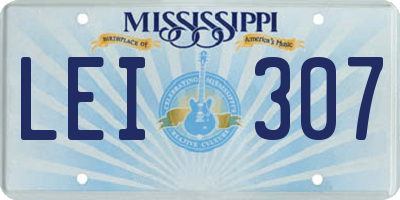 MS license plate LEI307