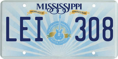 MS license plate LEI308