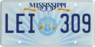 MS license plate LEI309