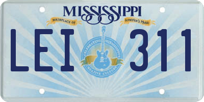 MS license plate LEI311