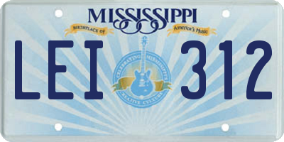 MS license plate LEI312