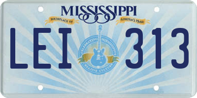 MS license plate LEI313