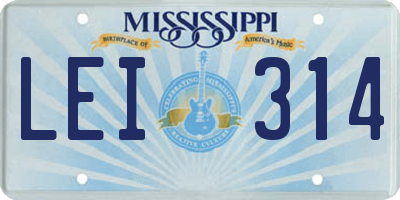 MS license plate LEI314