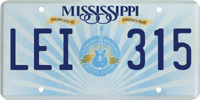 MS license plate LEI315