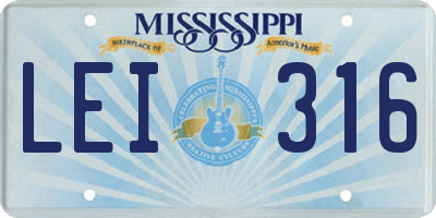 MS license plate LEI316