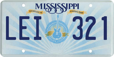 MS license plate LEI321