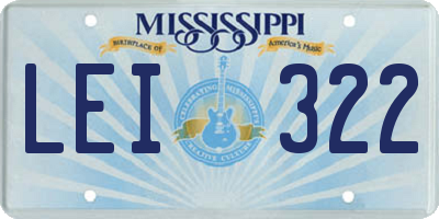 MS license plate LEI322