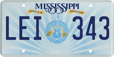 MS license plate LEI343