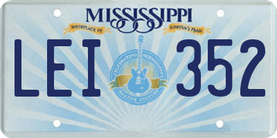 MS license plate LEI352
