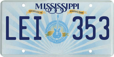 MS license plate LEI353