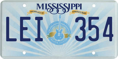 MS license plate LEI354
