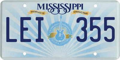 MS license plate LEI355