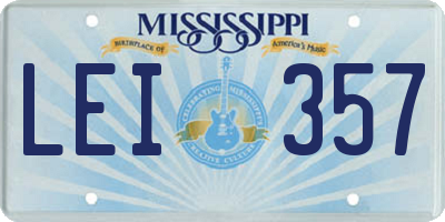 MS license plate LEI357