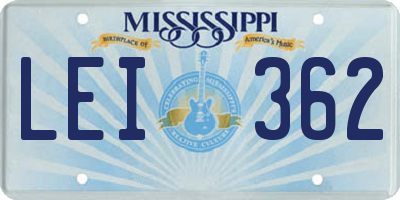 MS license plate LEI362