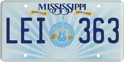 MS license plate LEI363
