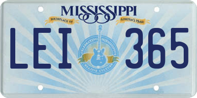 MS license plate LEI365