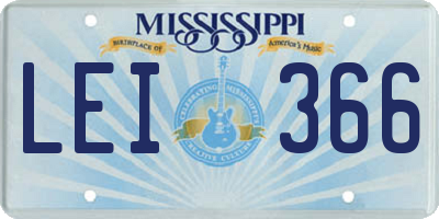 MS license plate LEI366