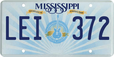 MS license plate LEI372