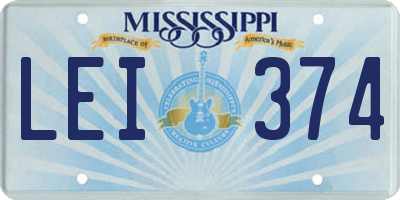 MS license plate LEI374