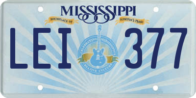 MS license plate LEI377