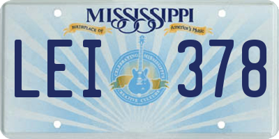 MS license plate LEI378