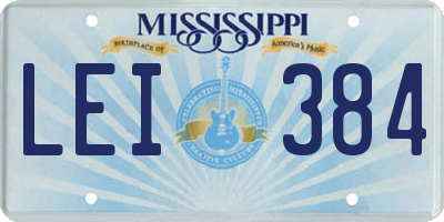 MS license plate LEI384