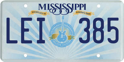 MS license plate LEI385