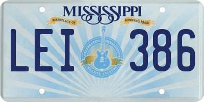 MS license plate LEI386