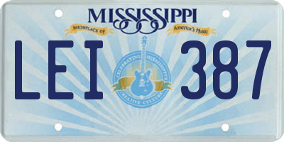 MS license plate LEI387
