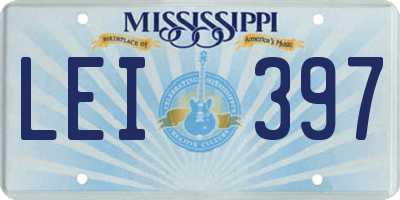 MS license plate LEI397