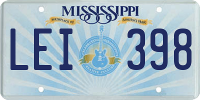 MS license plate LEI398