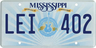 MS license plate LEI402