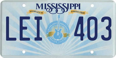MS license plate LEI403