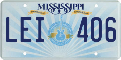 MS license plate LEI406