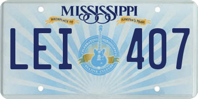 MS license plate LEI407