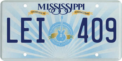 MS license plate LEI409