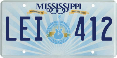 MS license plate LEI412